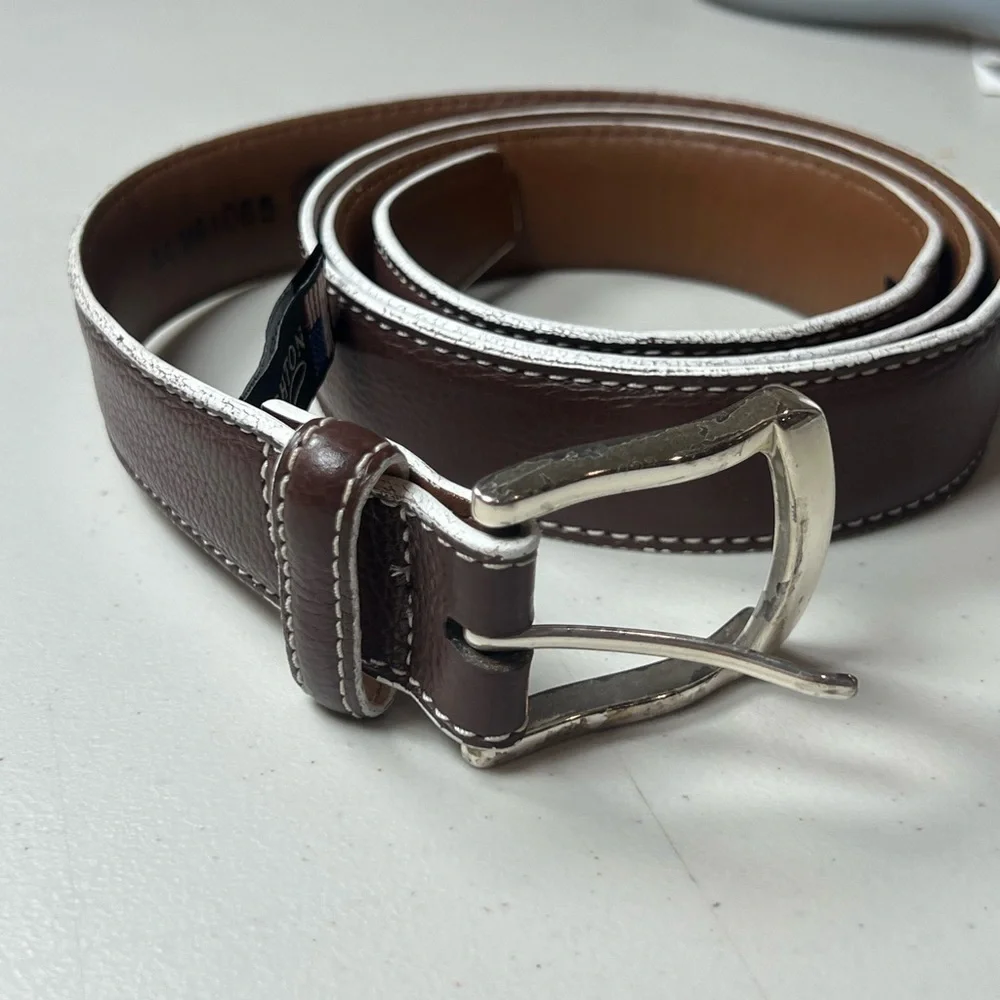 Brighton Hand Made in USA Men’s Size 44 Brown Leather Designer Belt Pebble